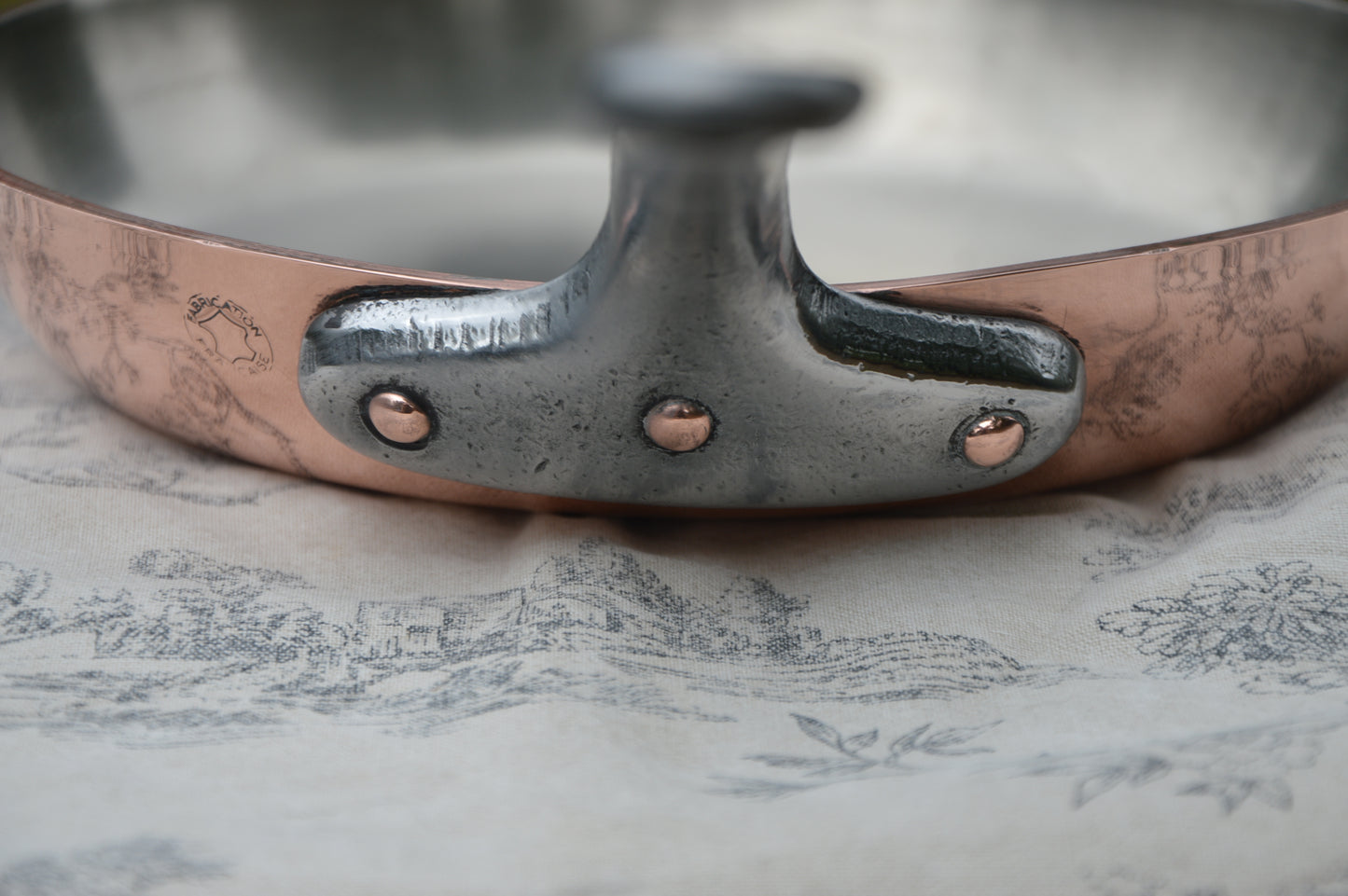 Vintage 3.3mm Copper Frying Pan Copper Saute Iron Handle Professional French Fabrication Francaise Skillet Nickel Lined Copper
