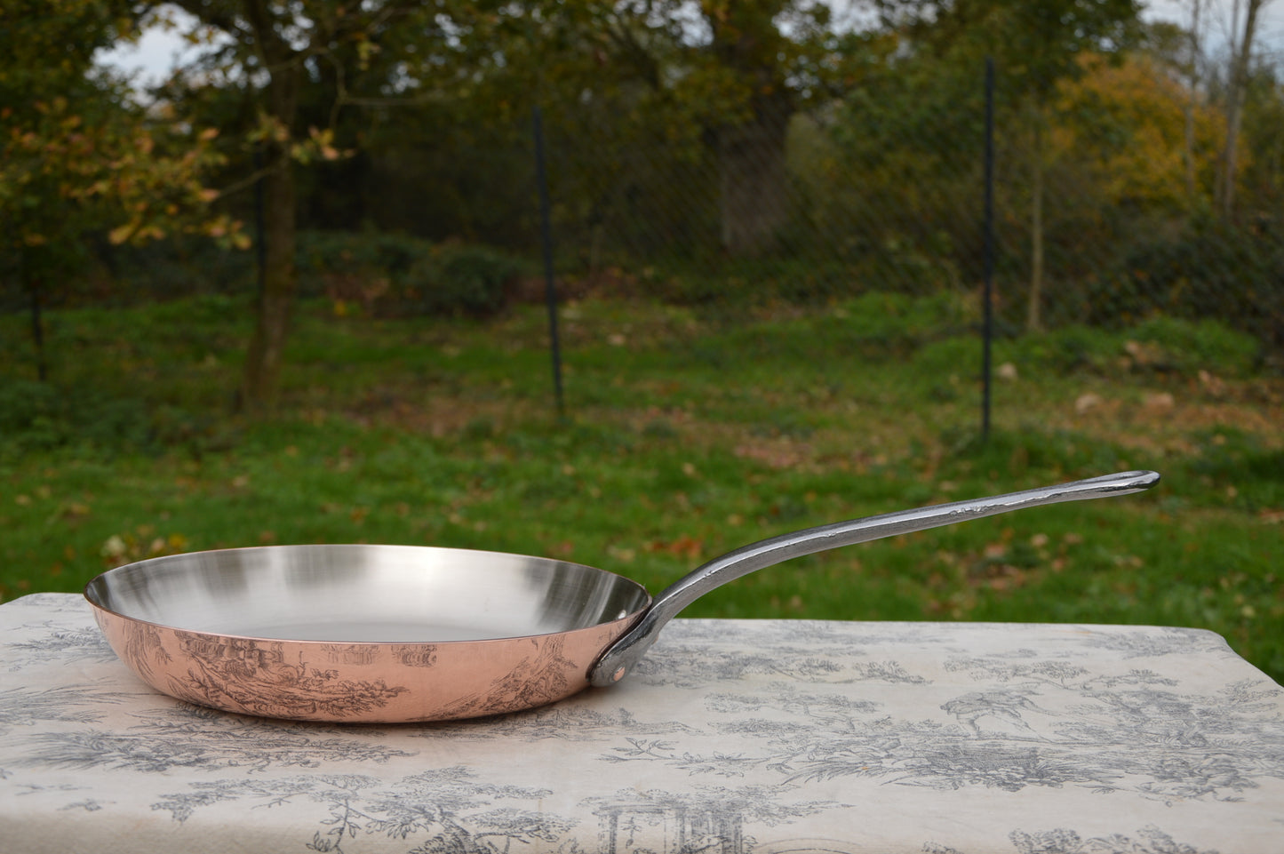 Vintage 2mm Copper Frying Pan, Nickel Lined French Skillet
