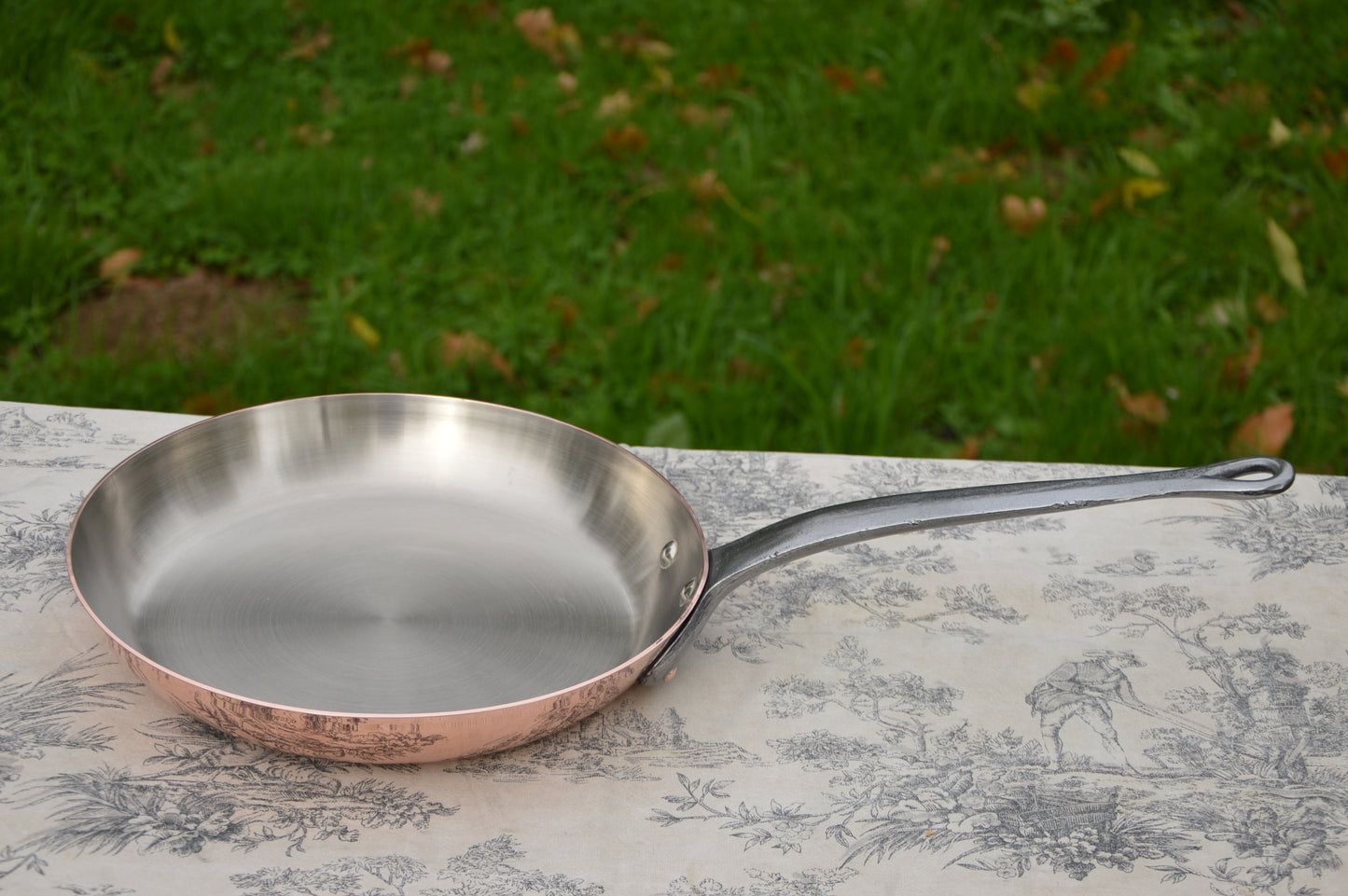 Vintage 2mm Copper Frying Pan, Nickel Lined French Skillet