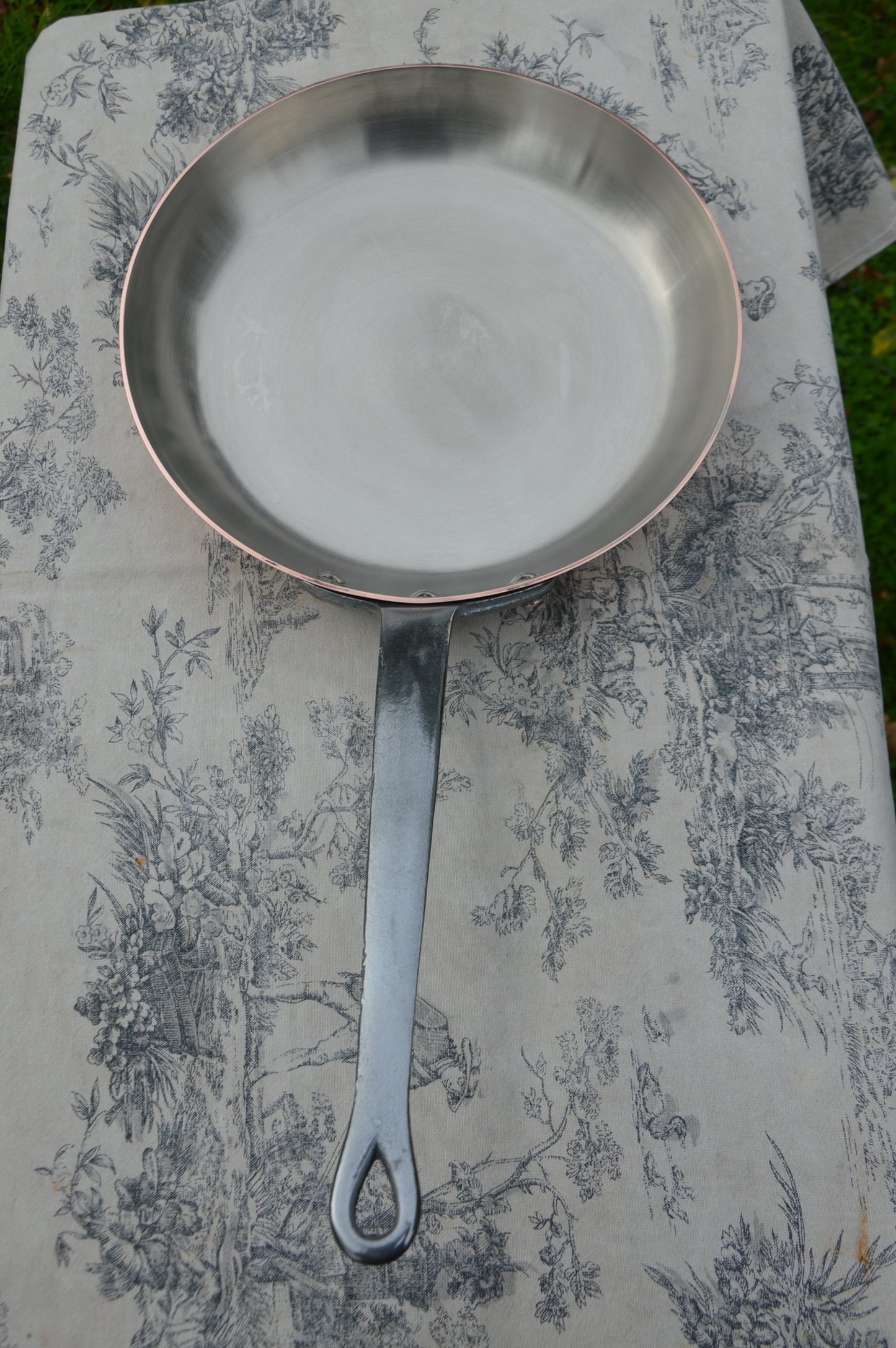 Vintage 2mm Copper Frying Pan, Nickel Lined French Skillet