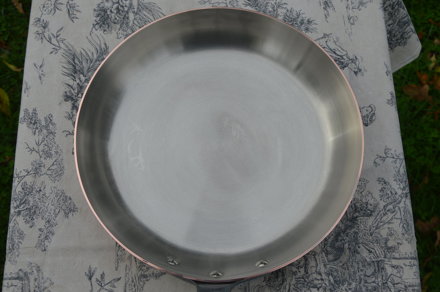 Vintage 2mm Copper Frying Pan, Nickel Lined French Skillet