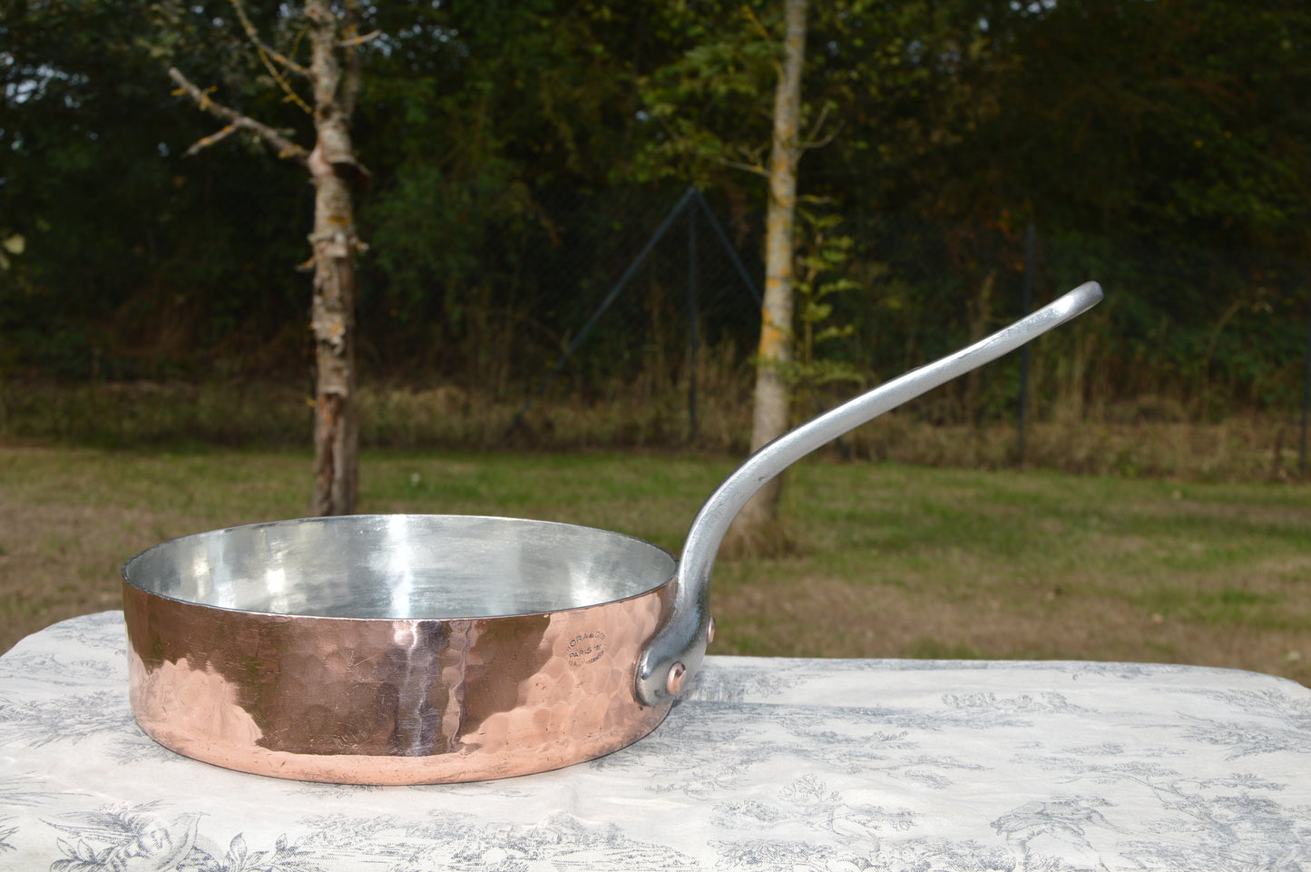 Copper Saute 2.7mm 24cm 9 1/2" New Bill Cox Tin Mora et Cie Villedieu Made Refurbished Thick Copper Fry Skillet Iron Handles