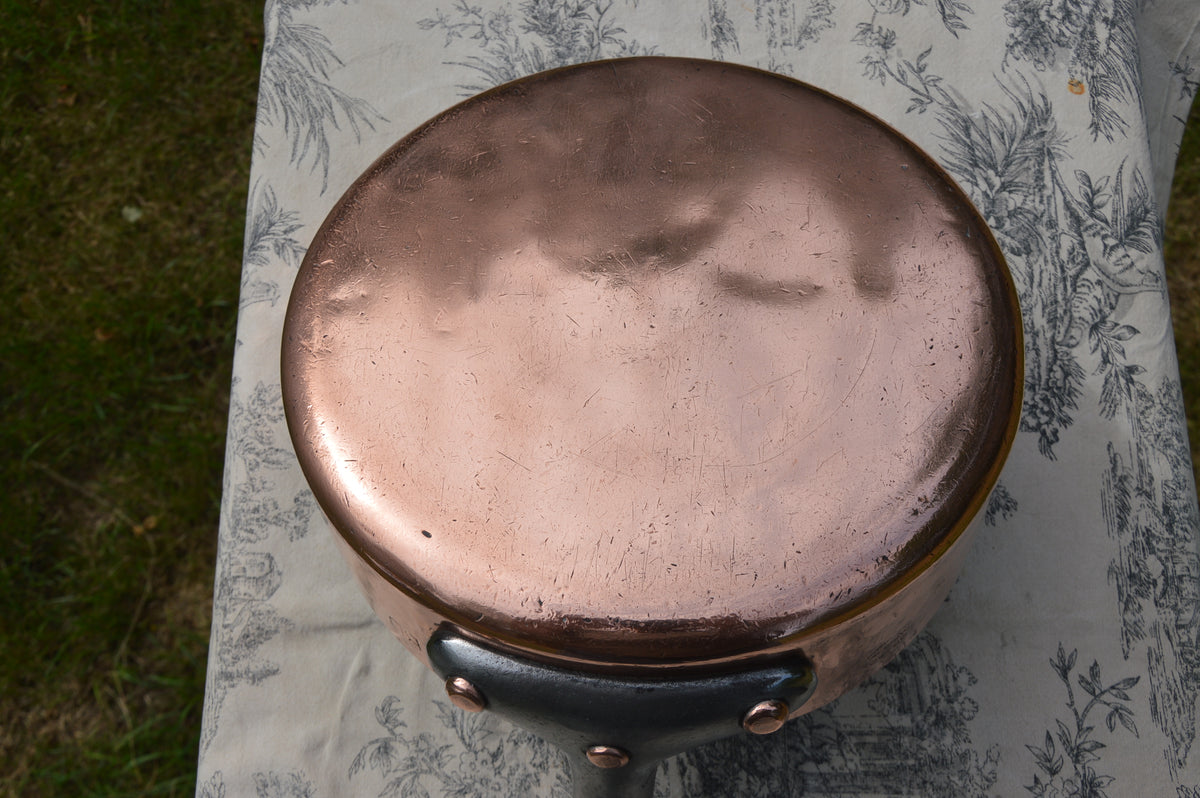 Copper Saute 2.7mm 24cm 9 1/2" New Bill Cox Tin Mora et Cie Villedieu Made Refurbished Thick Copper Fry Skillet Iron Handles