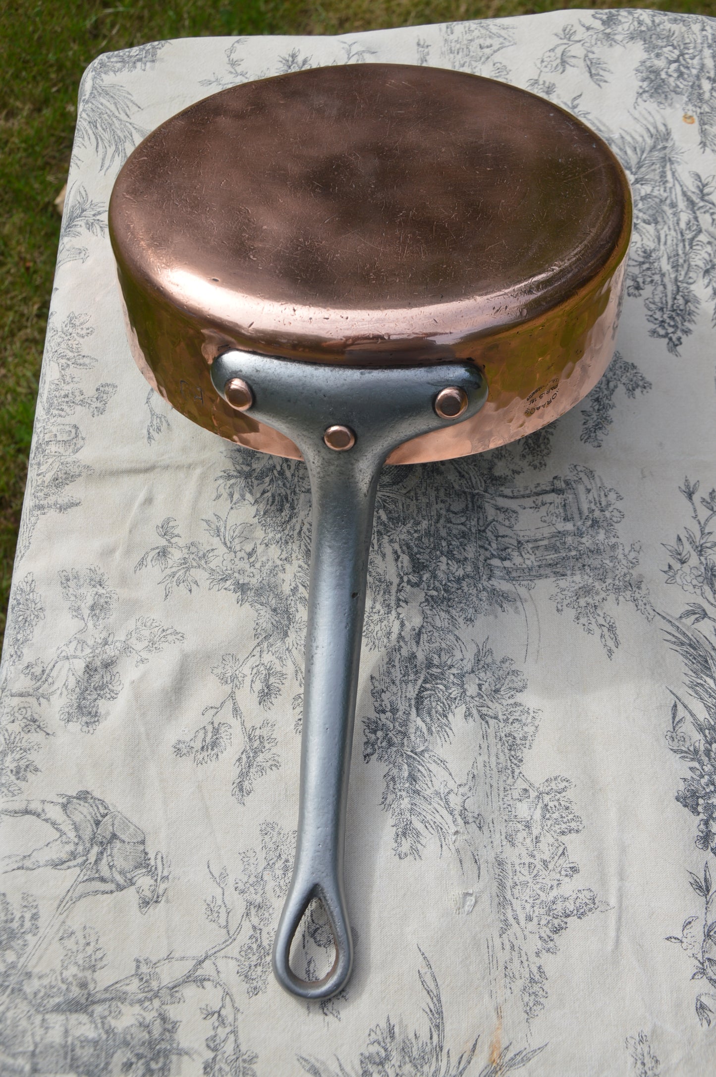 Copper Saute 2.7mm 24cm 9 1/2" New Bill Cox Tin Mora et Cie Villedieu Made Refurbished Thick Copper Fry Skillet Iron Handles