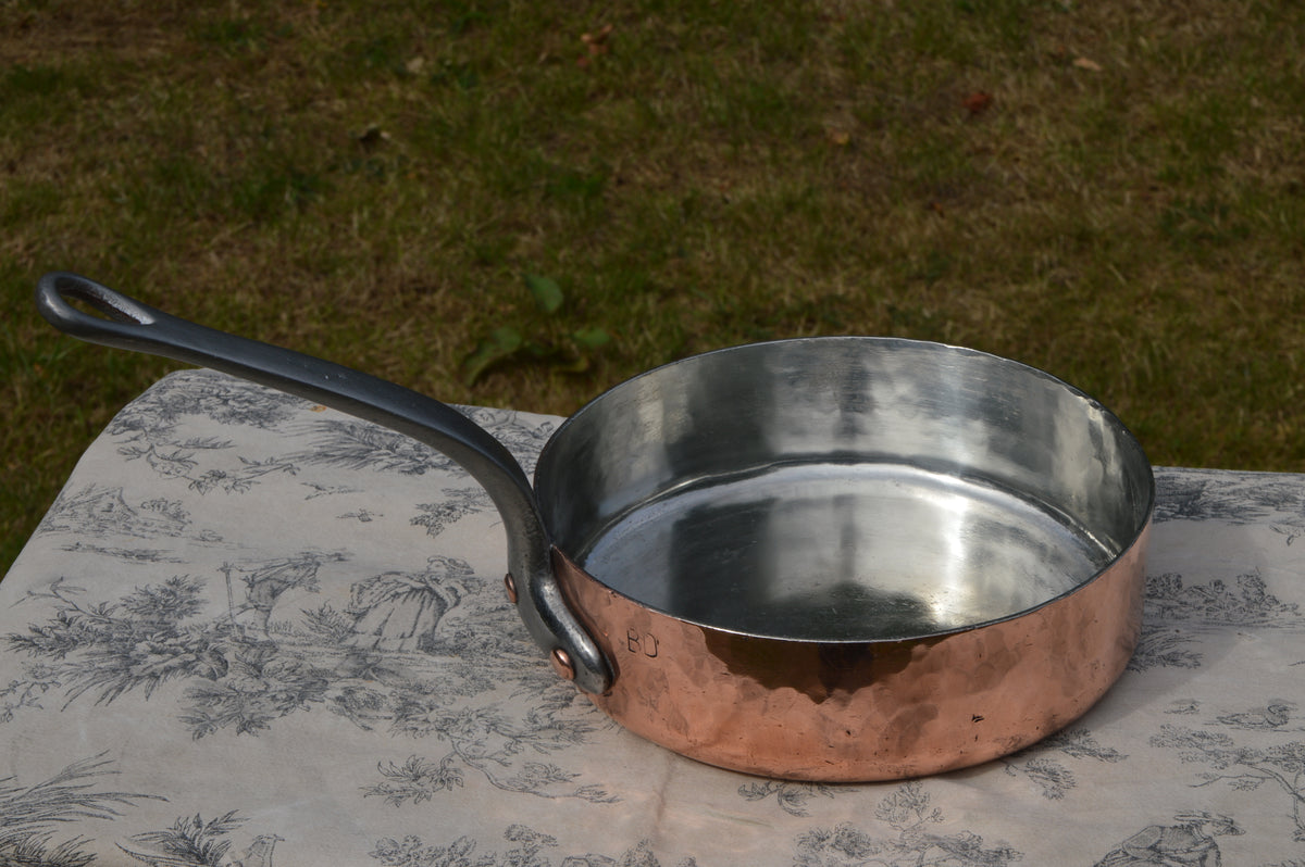 Copper Saute 2.7mm 24cm 9 1/2" New Bill Cox Tin Mora et Cie Villedieu Made Refurbished Thick Copper Fry Skillet Iron Handles