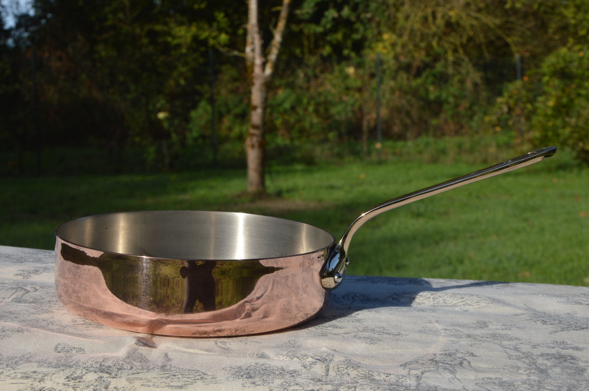Made in France 1.8mm Saute Fry Pan Skillet French Vintage Copper Pan Nickel Lined Bronze Handle 20cm 8"