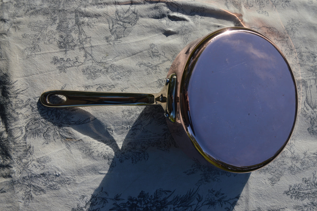 Made in France 1.8mm Saute Fry Pan Skillet French Vintage Copper Pan Nickel Lined Bronze Handle 20cm 8"
