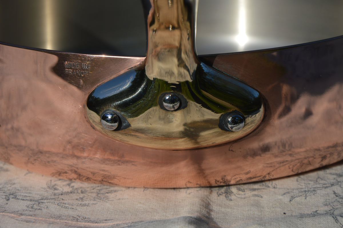 Made in France 1.8mm Saute Fry Pan Skillet French Vintage Copper Pan Nickel Lined Bronze Handle 20cm 8"