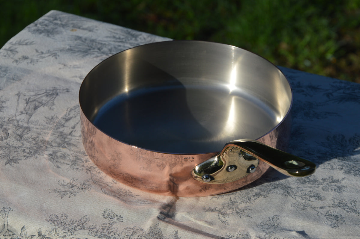 Made in France 1.8mm Saute Fry Pan Skillet French Vintage Copper Pan Nickel Lined Bronze Handle 20cm 8"
