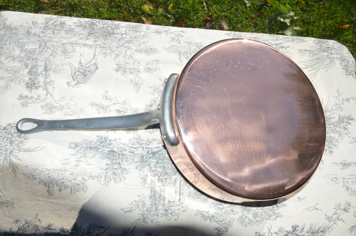 Antique French Copper Saute and Lid New In House Tin 1.5mm 24cm 9 1/2 inches Normandy Kitchen Copper