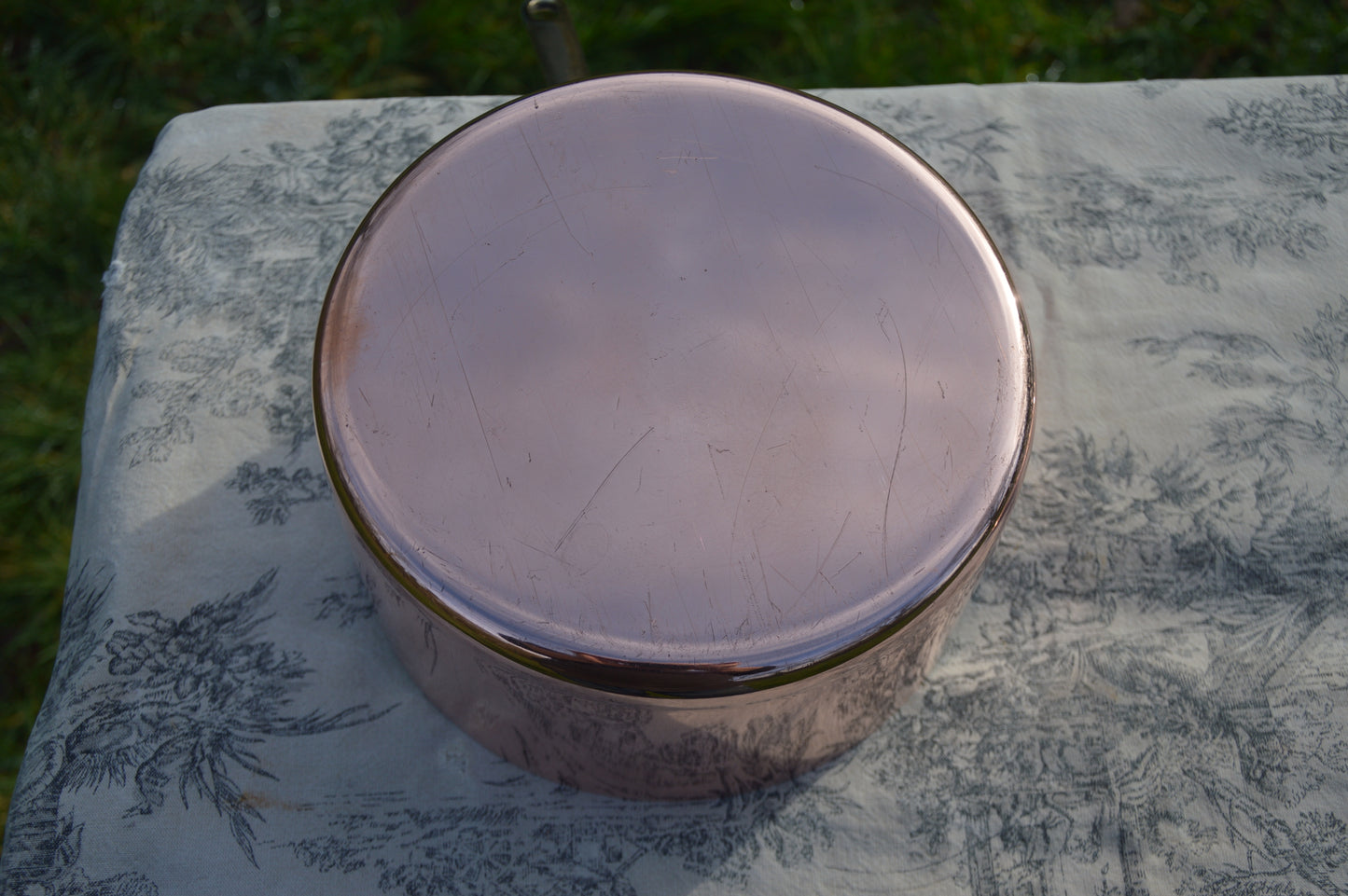 Antique Villedieu Copper Saucepan with Lid, Restaurant Quality, 20cm
