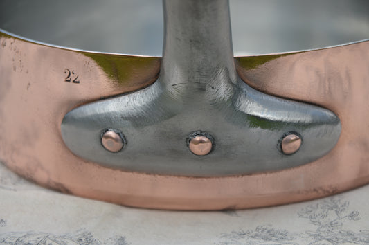 Antique Copper Saute Pan 22cm New TIn lining 1.5mm