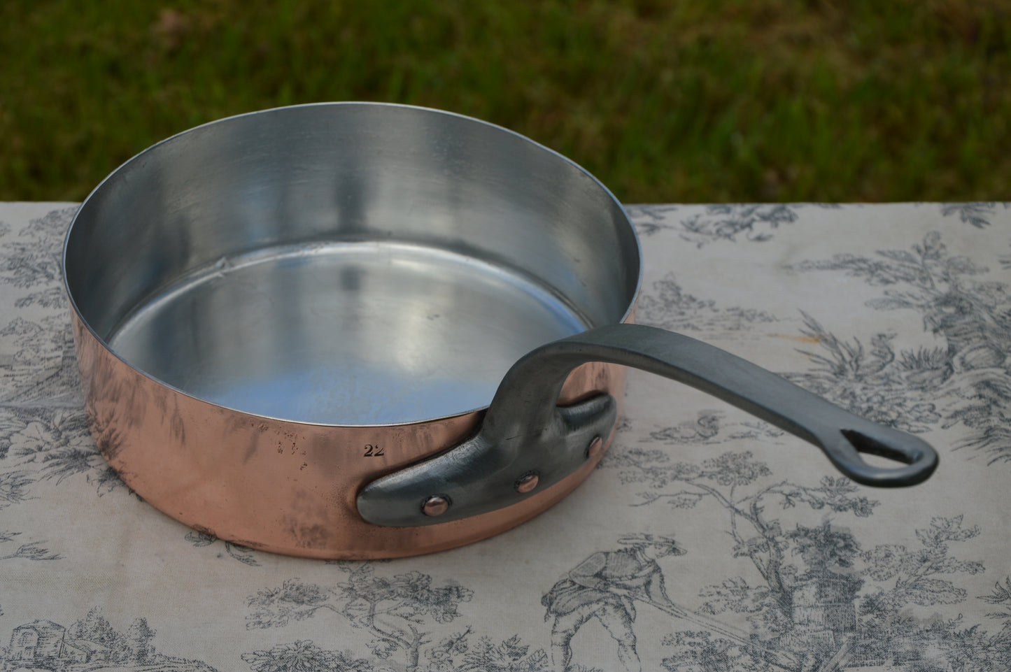 Antique Copper Saute Pan 22cm New TIn lining 1.5mm