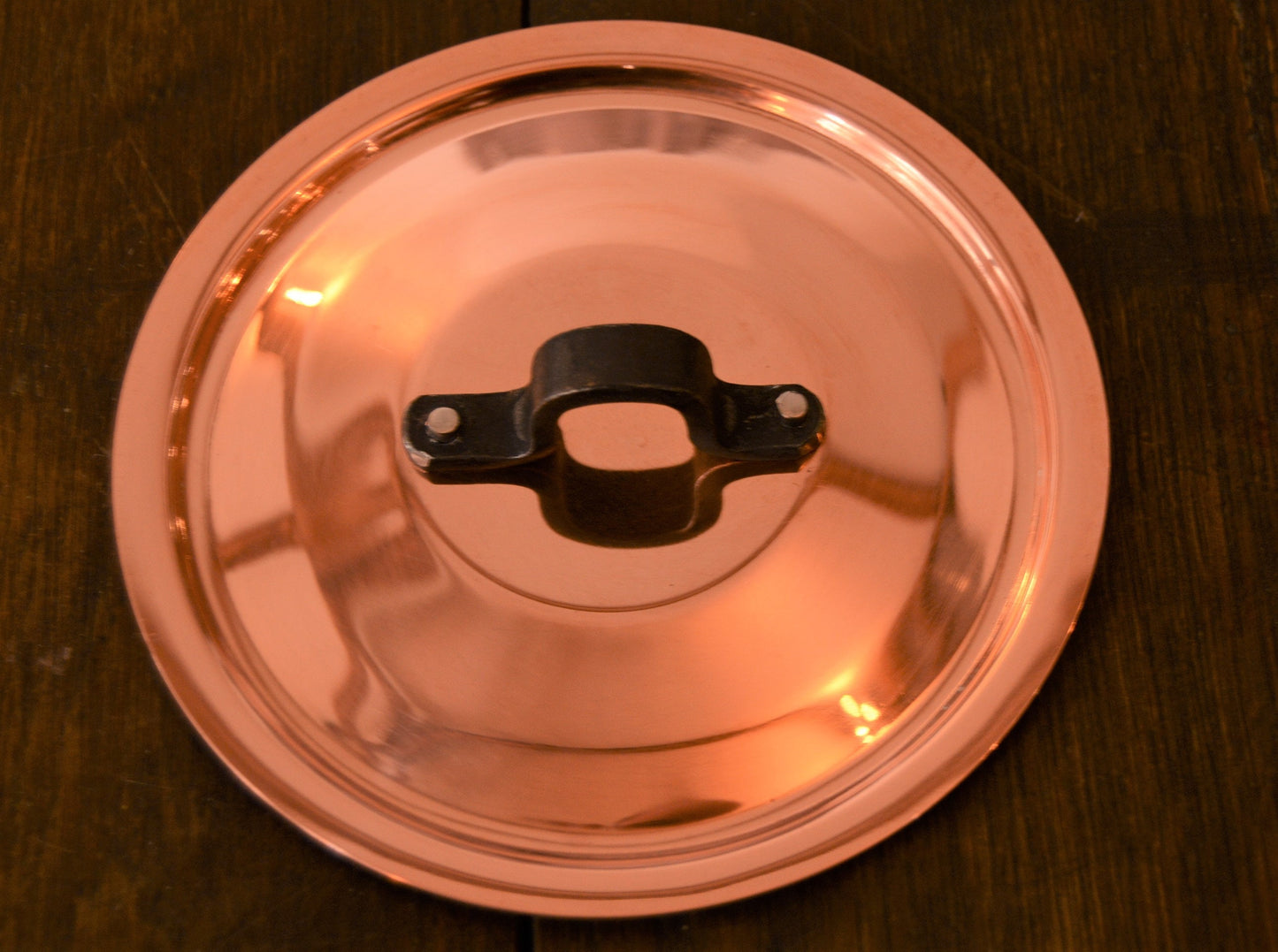 Nouveau NKC 12 cm Normandie Cuisine Couvercle de poêle en cuivre Fabriqué en France Couvercle de poêle en cuivre ajusté pour 4 3/4 « Poêle de qualité Poignée en fer Doublé d’étain Nouveau