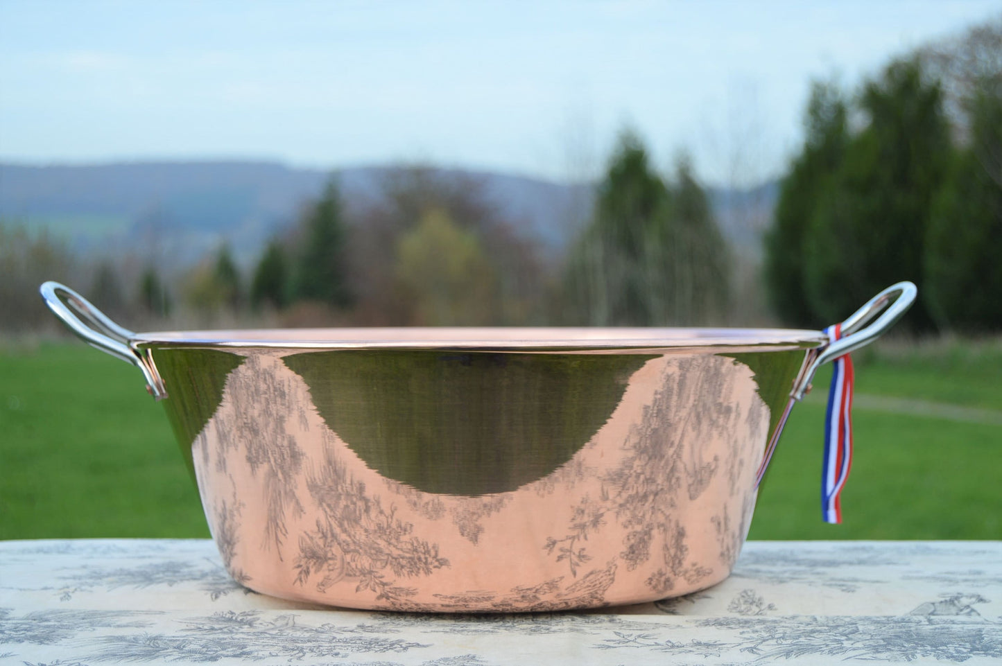 New NKC 38 cm Copper Jam Pan from Normandy Kitchen Copper Jam Jelly Pan 38cm 15 Inch Rolled Top Stainless Handles New Normandy Kitchen NKC