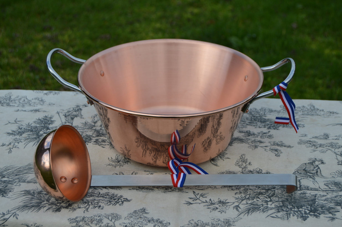 New NKC 28 cm Copper Jam Pan + Ladle from Normandy Kitchen Copper Jam Jelly Pan 11" Rolled Top Stainless Steel Handles New 28cm Jam Pan
