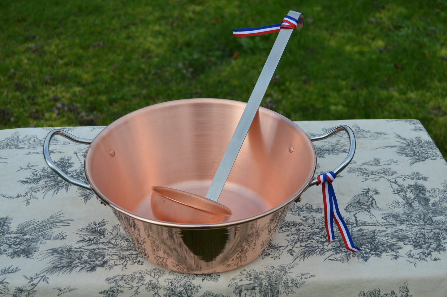 New NKC 28 cm Copper Jam Pan + Ladle from Normandy Kitchen Copper Jam Jelly Pan 11" Rolled Top Stainless Steel Handles New 28cm Jam Pan