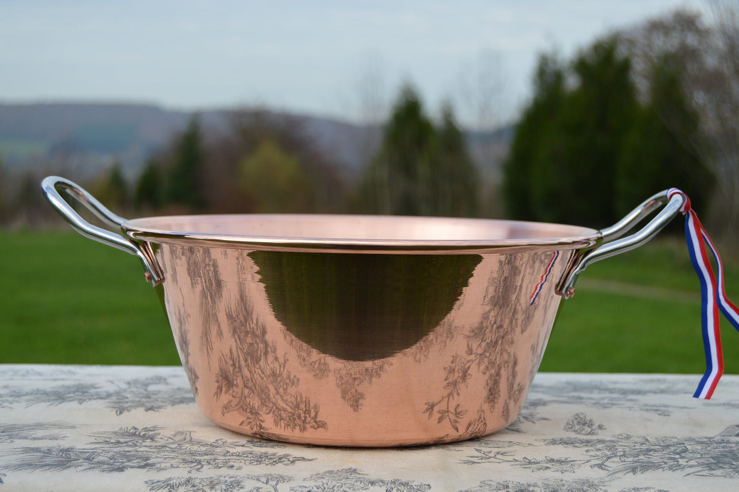 New NKC 28 cm Copper Jam Pan + Ladle from Normandy Kitchen Copper Jam Jelly Pan 11" Rolled Top Stainless Steel Handles New 28cm Jam Pan