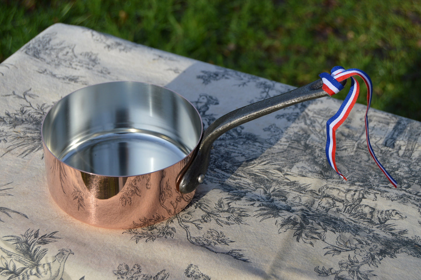New 12cm NKC Copper Pan Tin Lined Normandy Kitchen Copper Saucepan Iron Handles Steel Rivets Made in France Perfect 1mm 12cm 4 3/4 inch Pan