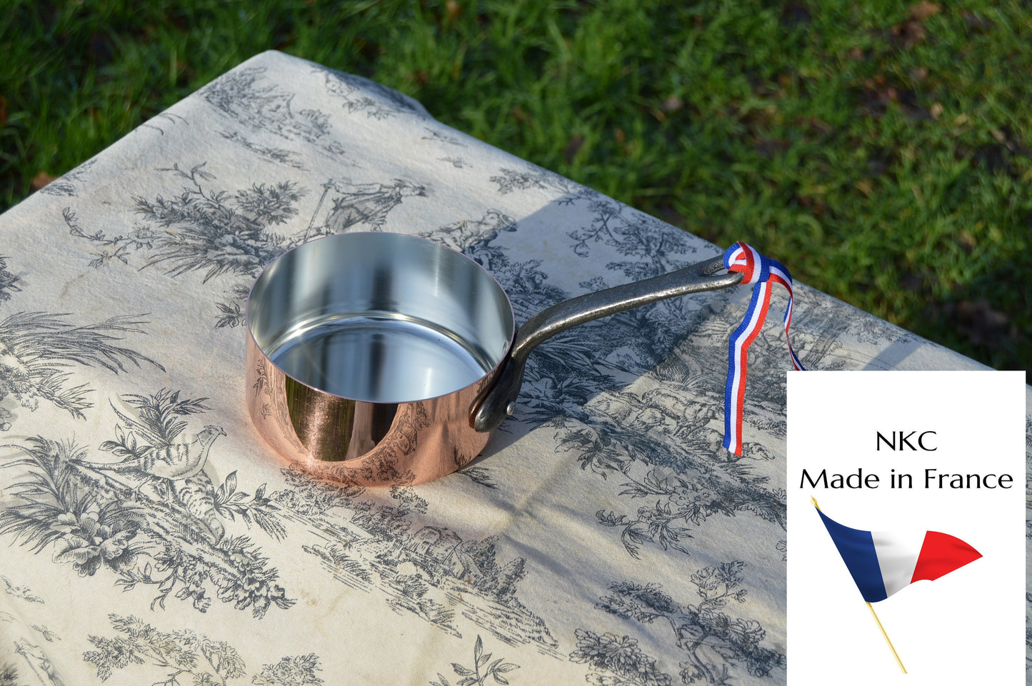 New 12cm NKC Copper Pan Tin Lined Normandy Kitchen Copper Saucepan Iron Handles Steel Rivets Made in France Perfect 1mm 12cm 4 3/4 inch Pan
