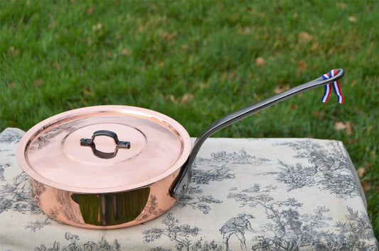 New NKC 20cm Saute Copper 8" Saute Pan Lid Traditionally Made Professional Normandy Kitchen Saute Fry Pan 20 cm 8" Tin Lined Kitchen Copper