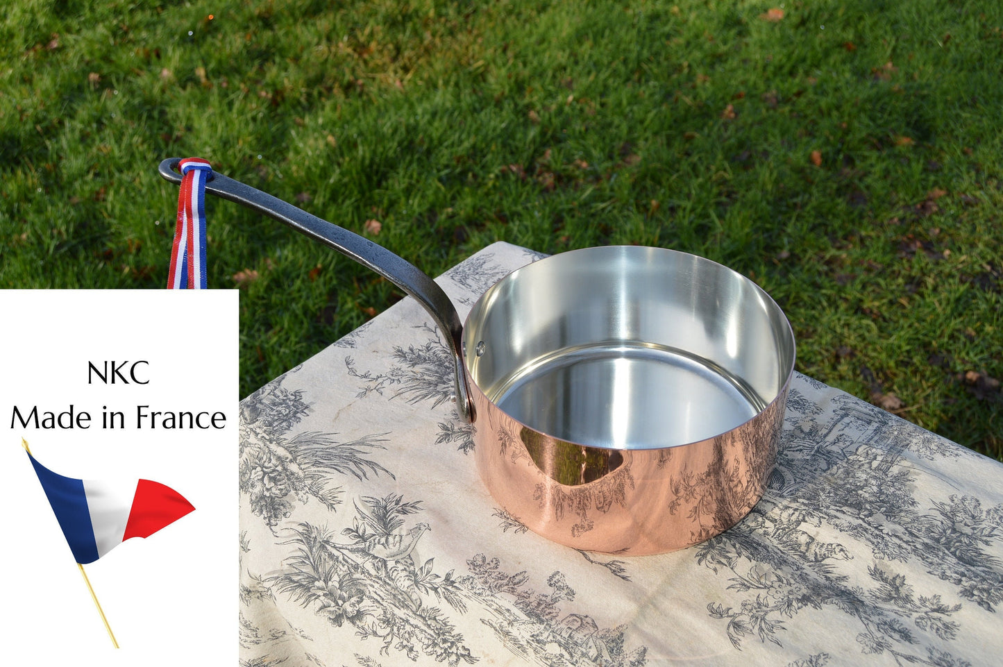 20cm New NKC Copper Pan Tin Lined Normandy Kitchen Big Copper Saucepan Iron Handles Steel Rivets Made in France Perfect 1mm 20cm 8 inch Pan