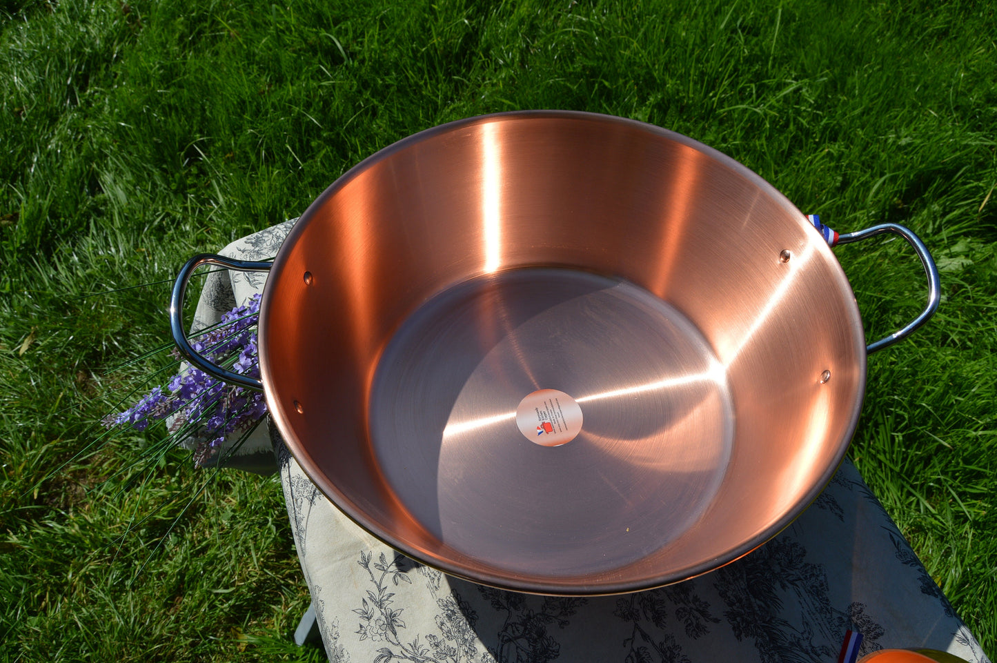 New Copper Jam Pan Set: Normandy Kitchen 38cm 15 Inch with Skimmer & Ladle New NKC Copper