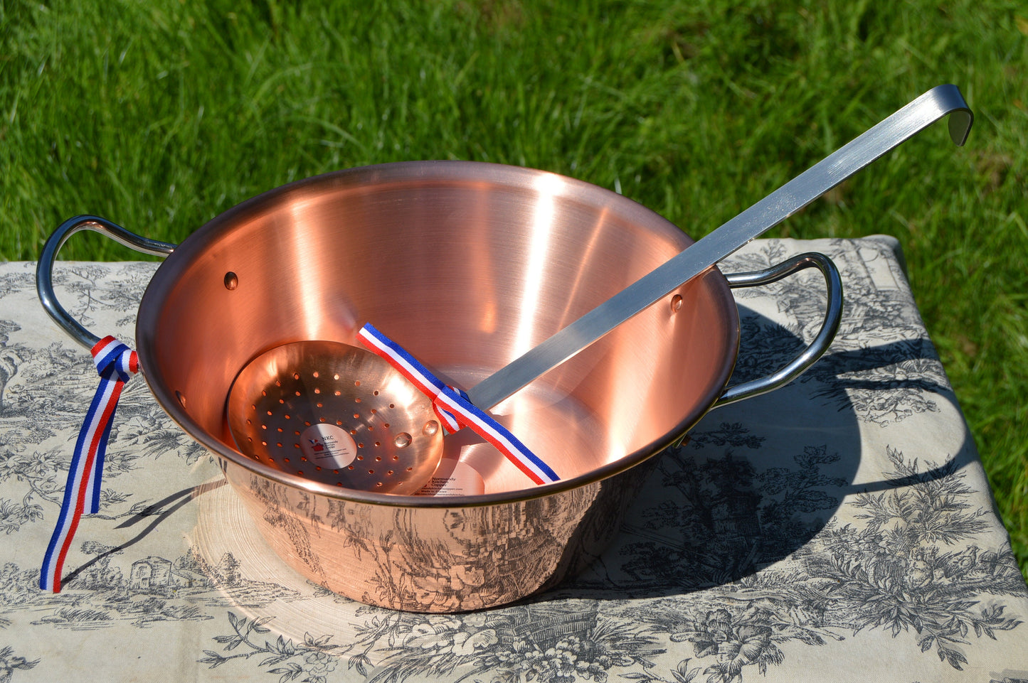 New NKC 28 cm Copper Jam Pan + Ecumoire Skimmer Normandy Kitchen Copper Jam Jelly Pan 11" Rolled Top Stainless Steel Handles New NKC 28cm