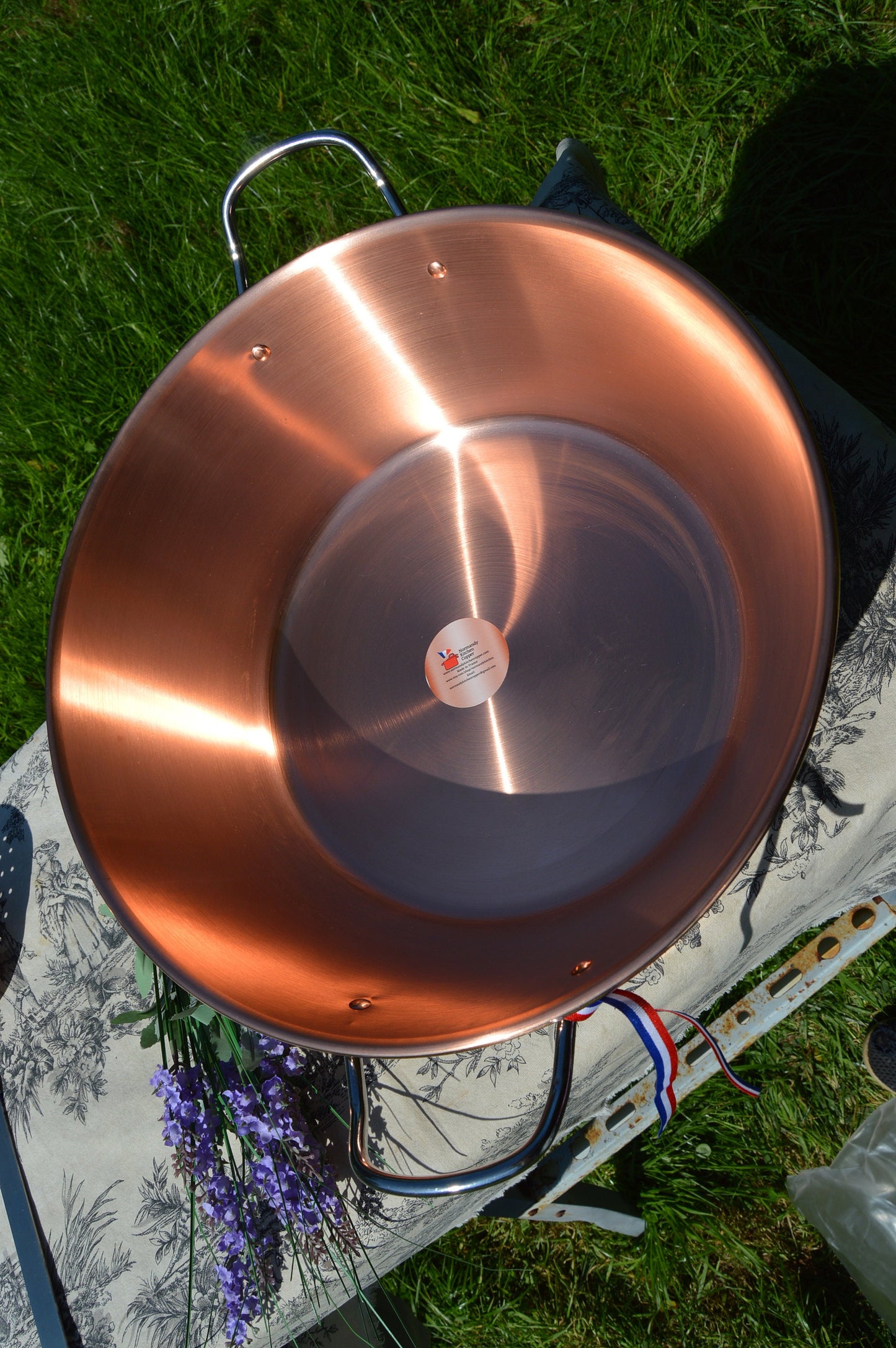 New NKC 38 cm Copper Jam Pan with Skimmer Normandy Kitchen Copper Jam Jelly Pan 38cm 15 Inch Rolled Top Stainless Handles Normandy Kitchen