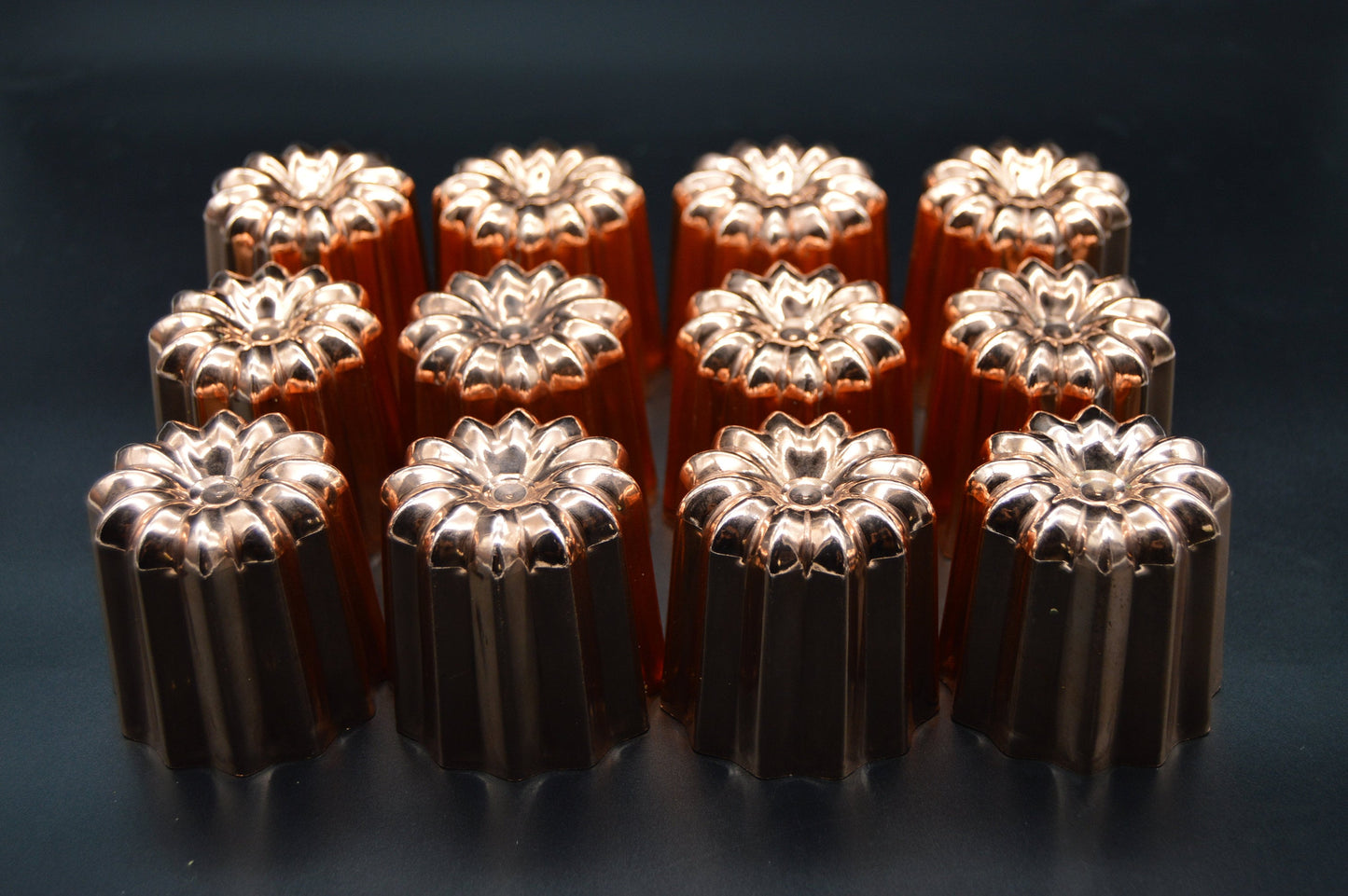 Copper Caneles Molds: Authentic Twelve French Bordelais Cake Moulds, Set of 12