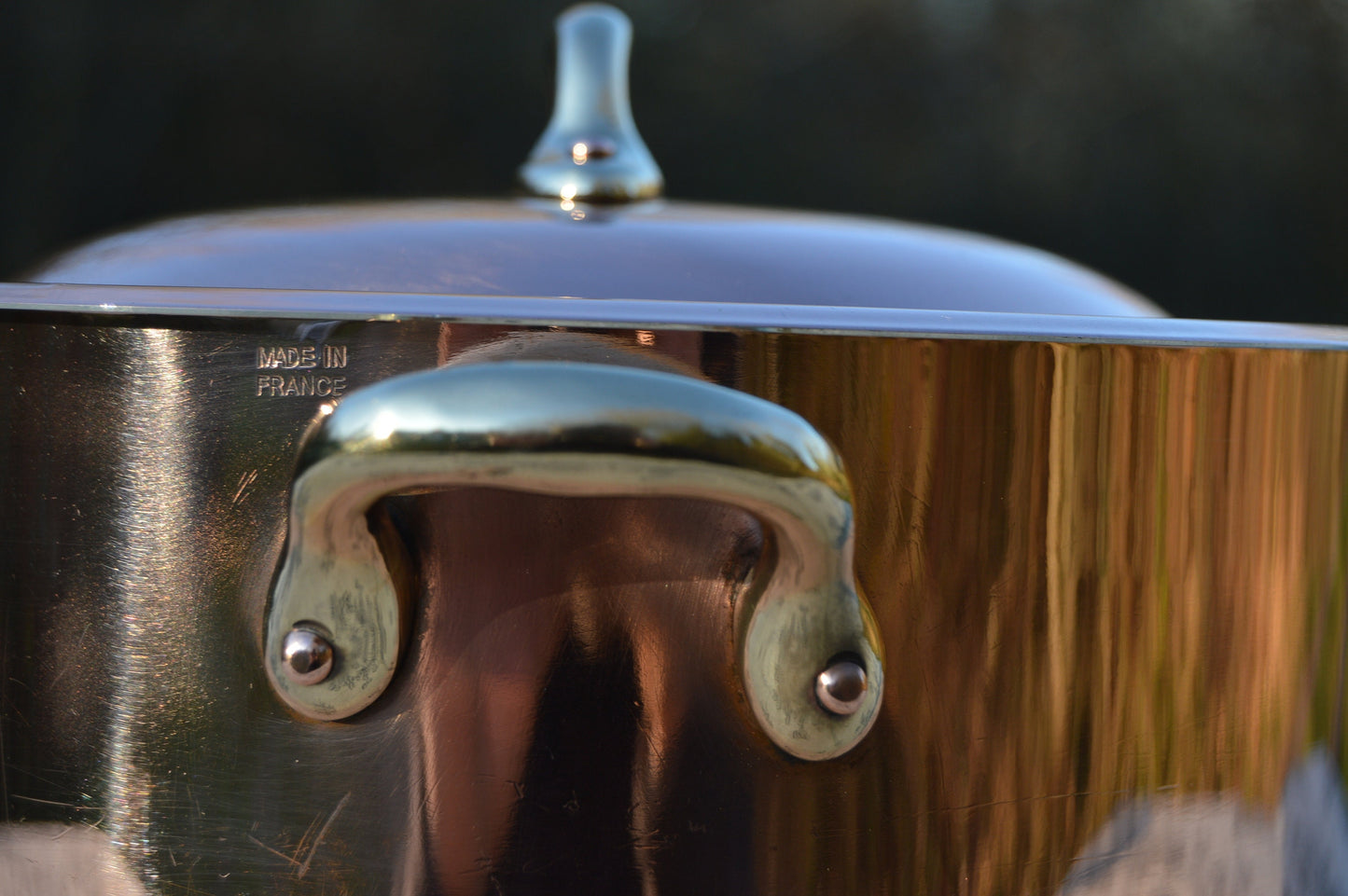 Copper Faitout Casserole New Tin Villedieu Made Stamped Made in France Vintage Copper Pot Rondeau Dutch Oven Lid 1.8mm Round 20cm 8" Big Pot