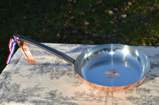 Nouveau NKC 24cm Poêle à frire en cuivre Poêle à frire Normandie Cuisine Cuivre Saute High Side Saute Pan 9 1/2" Tin doublé New Normandy Kitchen Copper 1.3mm