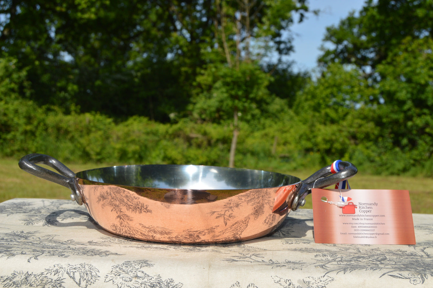 New NKC Copper Au Gratin Pan: Tin Lined Saute Roasting Dish 20cm 8 inch