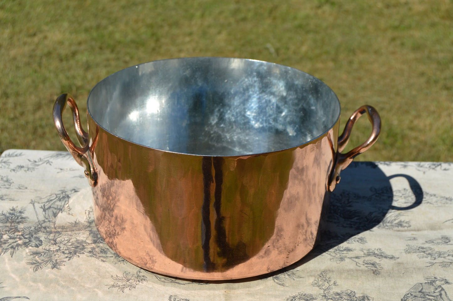 French Cooking Pot Big French Antique 1.7mm Copper 25cm Solid Copper Marmite Ragoût Faitout Pan New Hand Wiped Tin Hand Raised