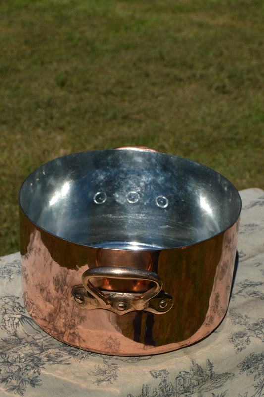 French Cooking Pot Big French Antique 1.7mm Copper 25cm Solid Copper Marmite Ragoût Faitout Pan New Hand Wiped Tin Hand Raised