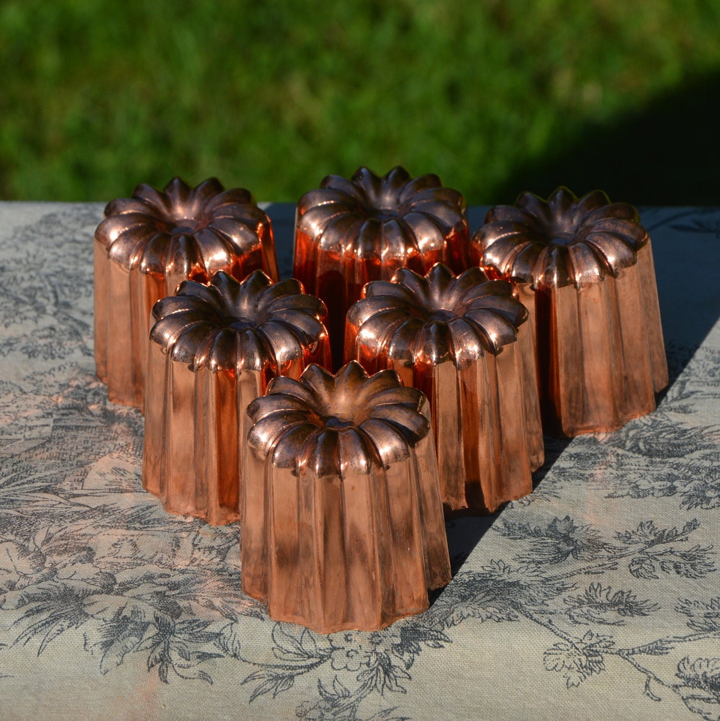 6 Six Copper Caneles Large NKC 5.5 cm 2 1/8" + Canelés Butter Pan Set Made in France Bordeaux Bordelais Cake Molds Normandy Kitchen 5.5cm