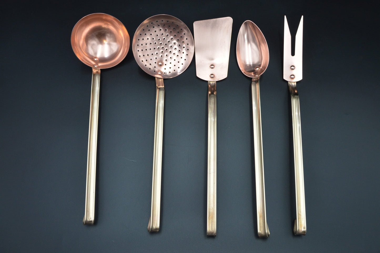 Antique Copper Utensils Fleur de Lys Drainer French Copper Bronze and Copper Kitchen Utensils Hanging Rail Drip Tray Egouttoir a Cuilleres