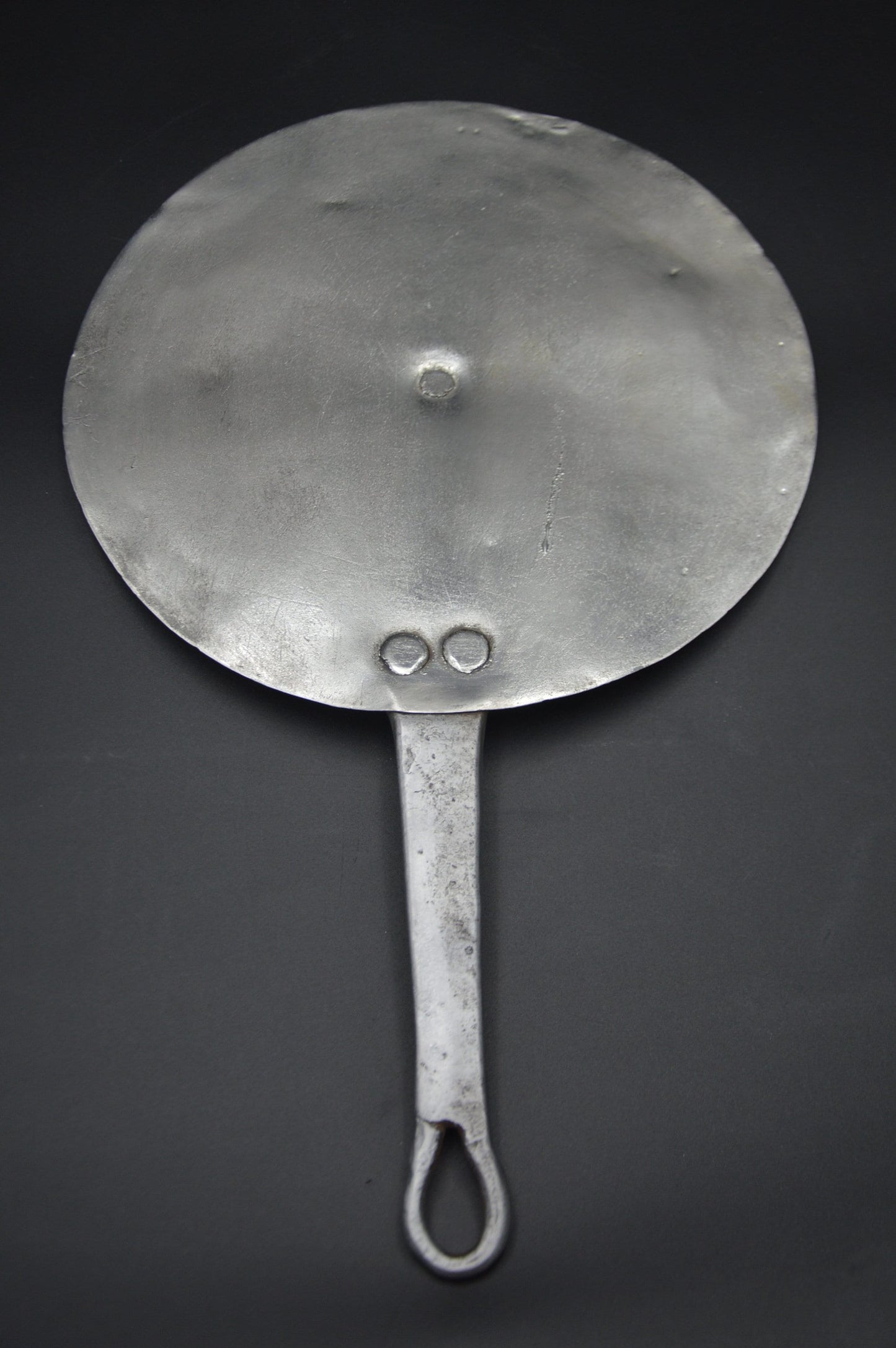 Antique French Copper Splash Lid: Hammered Copper, Forged Iron Handle US