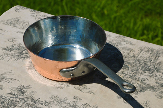 French Copper 2mm Sauteuse Evasee Pan Windsor New Artisan Hand Wiped Tin Lined Vintage Professional Windsor 7" 18cm Fabrication Francaise