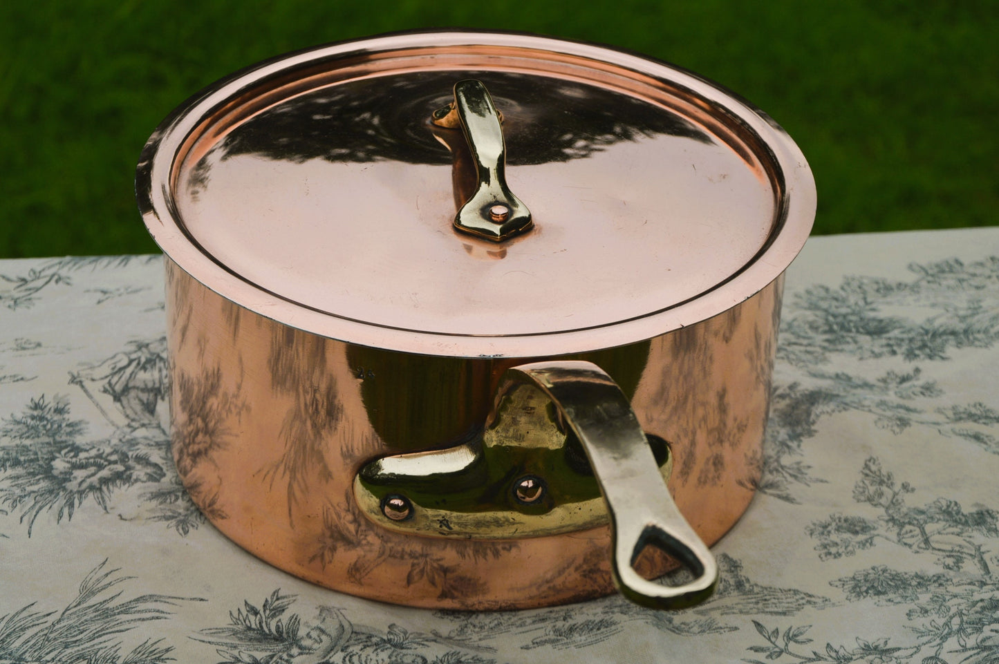 Antique Copper Saucepan Lid New Tin French Cuisine Accessory Pan France 1.3mm 26cm BIG Kitchen  Stock Pot Traditional Kitchen Equipment