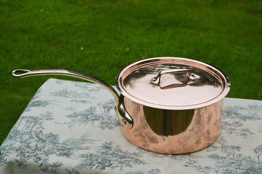 Antique Copper Saucepan Lid New Tin French Cuisine Accessory Pan France 1.3mm 26cm BIG Kitchen  Stock Pot Traditional Kitchen Equipment