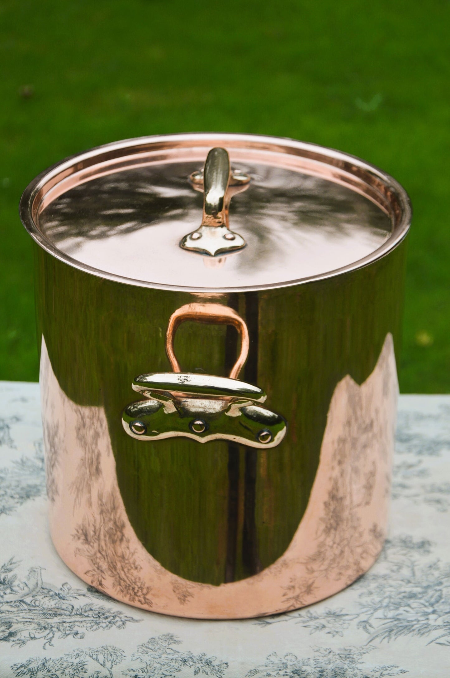 Antique Copper Stockpot Faitout Pan New Hand Wiped Tin 24cm 9 1/2" French Marmite Pot Refurbished Quality Villedieu Pan FREE SHIPPING 1.3mm