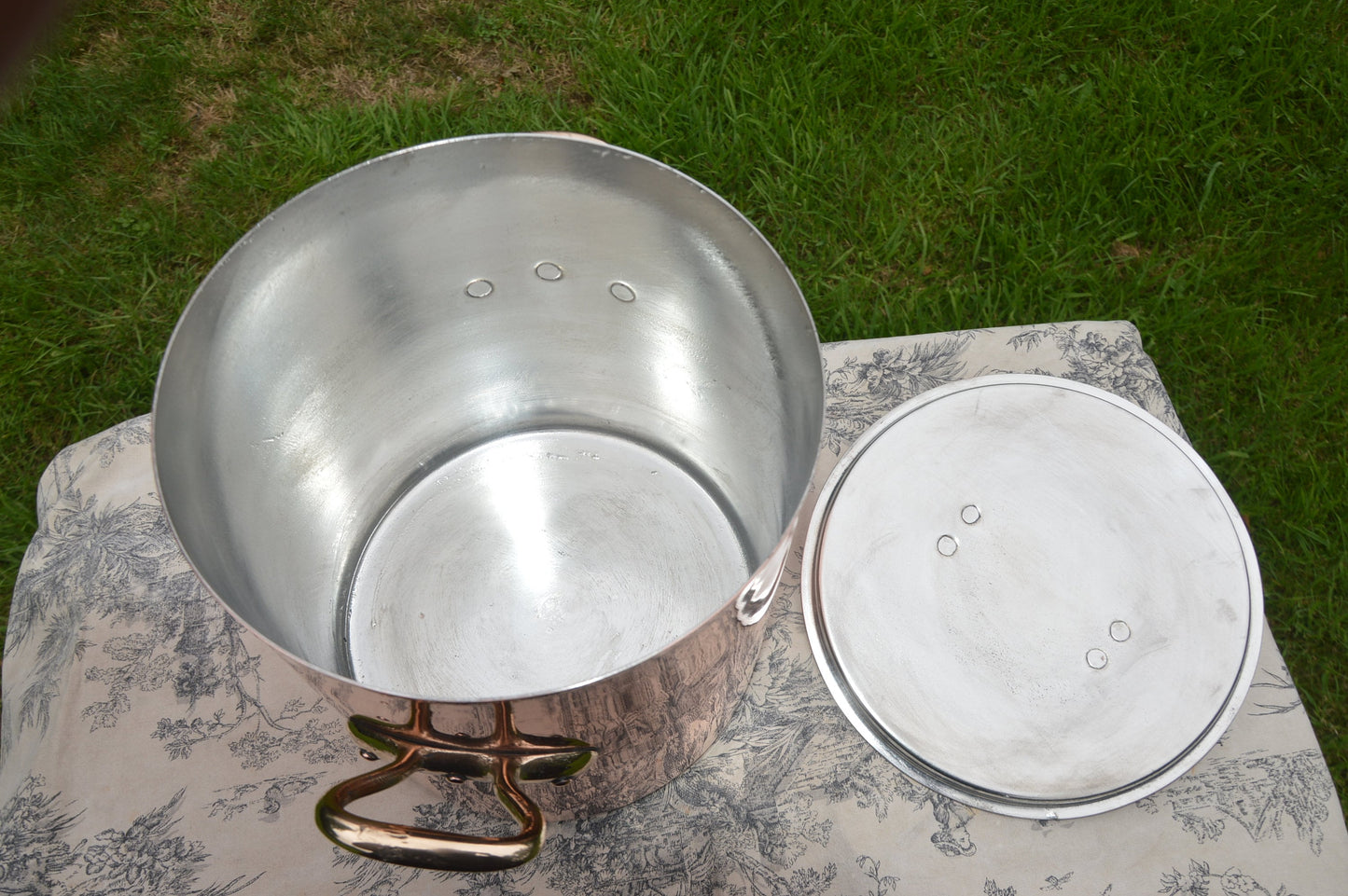 Antique Copper Stockpot Faitout Pan New Hand Wiped Tin 24cm 9 1/2" French Marmite Pot Refurbished Quality Villedieu Pan FREE SHIPPING 1.3mm