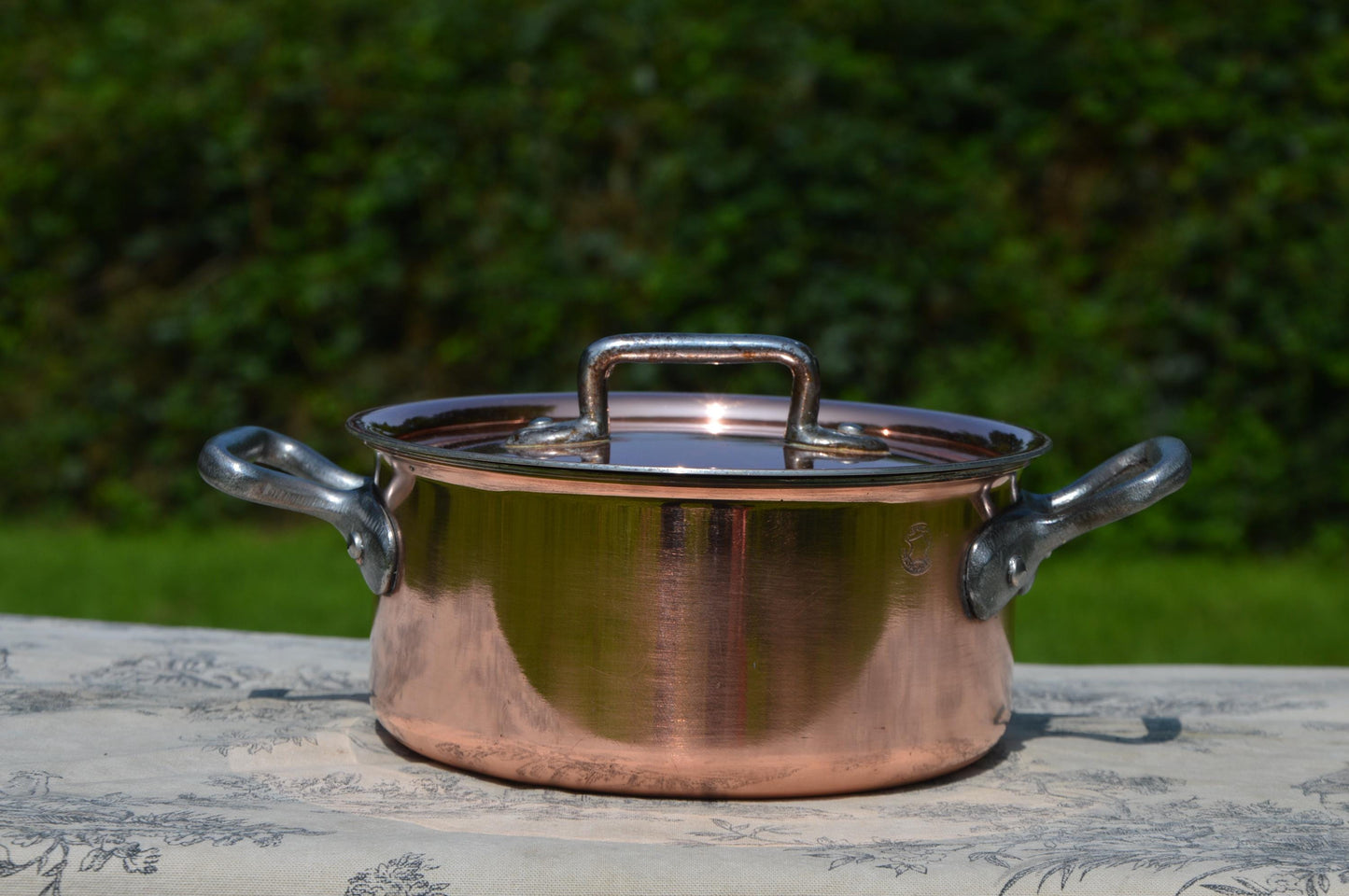Vintage French Copper Casserole Pan Pot Round  Dutch Oven New Artisan Hand Wiped Tin Lid Made in France 2mm Faitout Pot 16cm 6 1/4 Robust