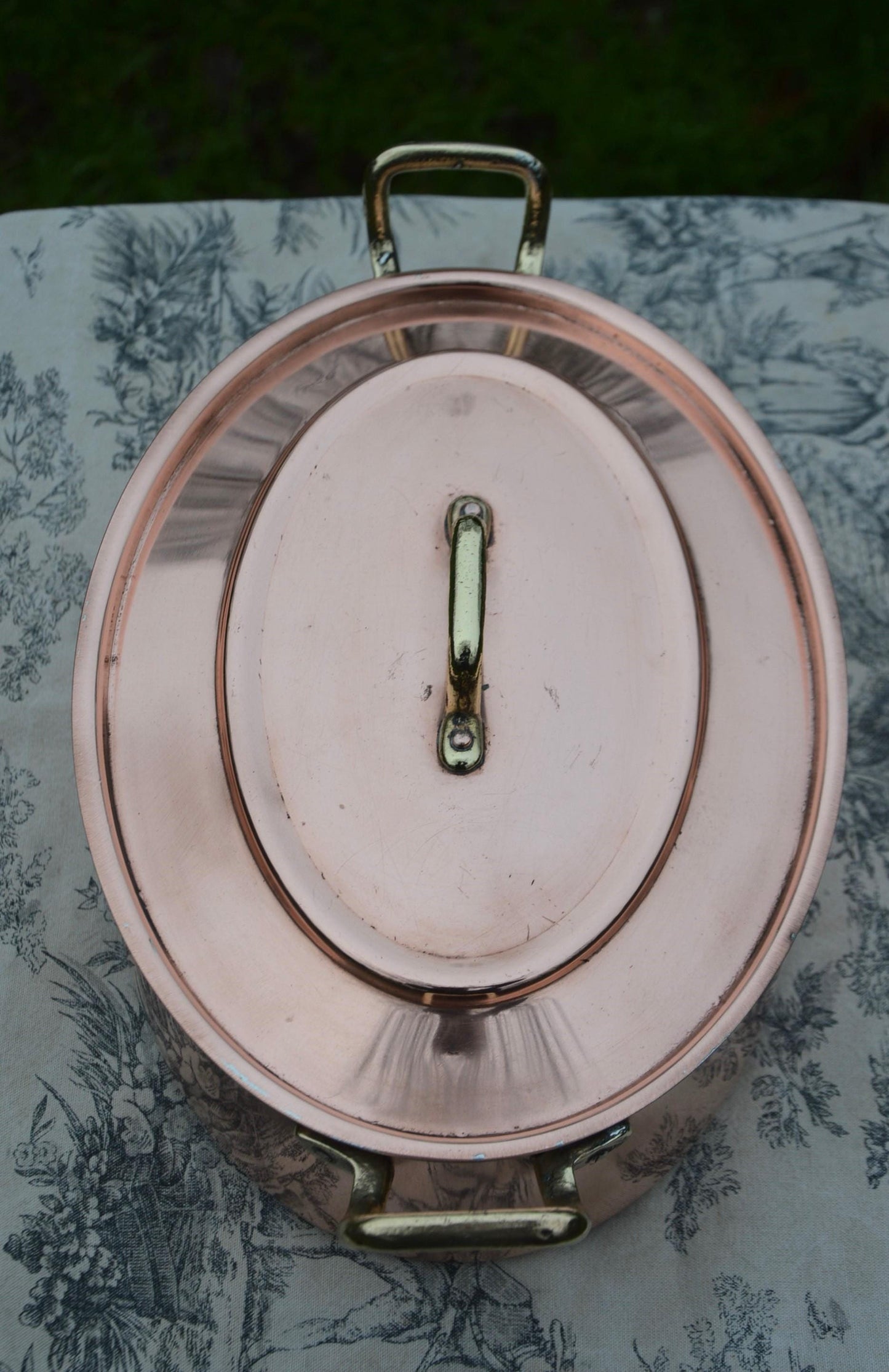 Tournus Copper Cocotte Casserole Marmite Oval Pot French Copper Casserole Lid 1.4mm 20cm 8" Nickel Lined Good Condition