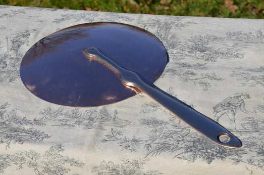Copper Pan Lid 24.3cm 9 1/2"To Fit 24/22cm Pan Lyon Made New Tin Lining Copper Rivets Copper Pan Lid Stick Lid Lollipop Lid Bronze Handle