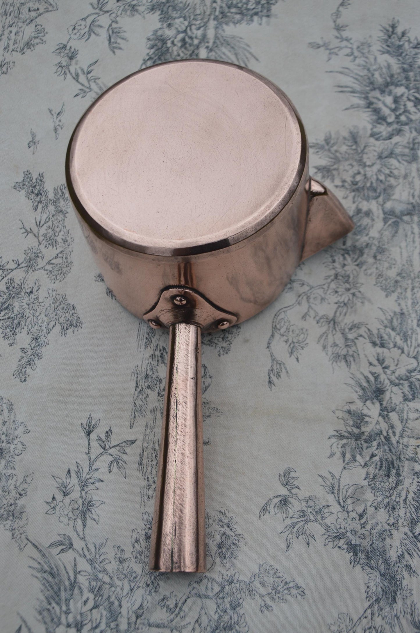 Antique Handmade Copper Sugar Pan: Antique Patisserie Pan with Hollow Handle