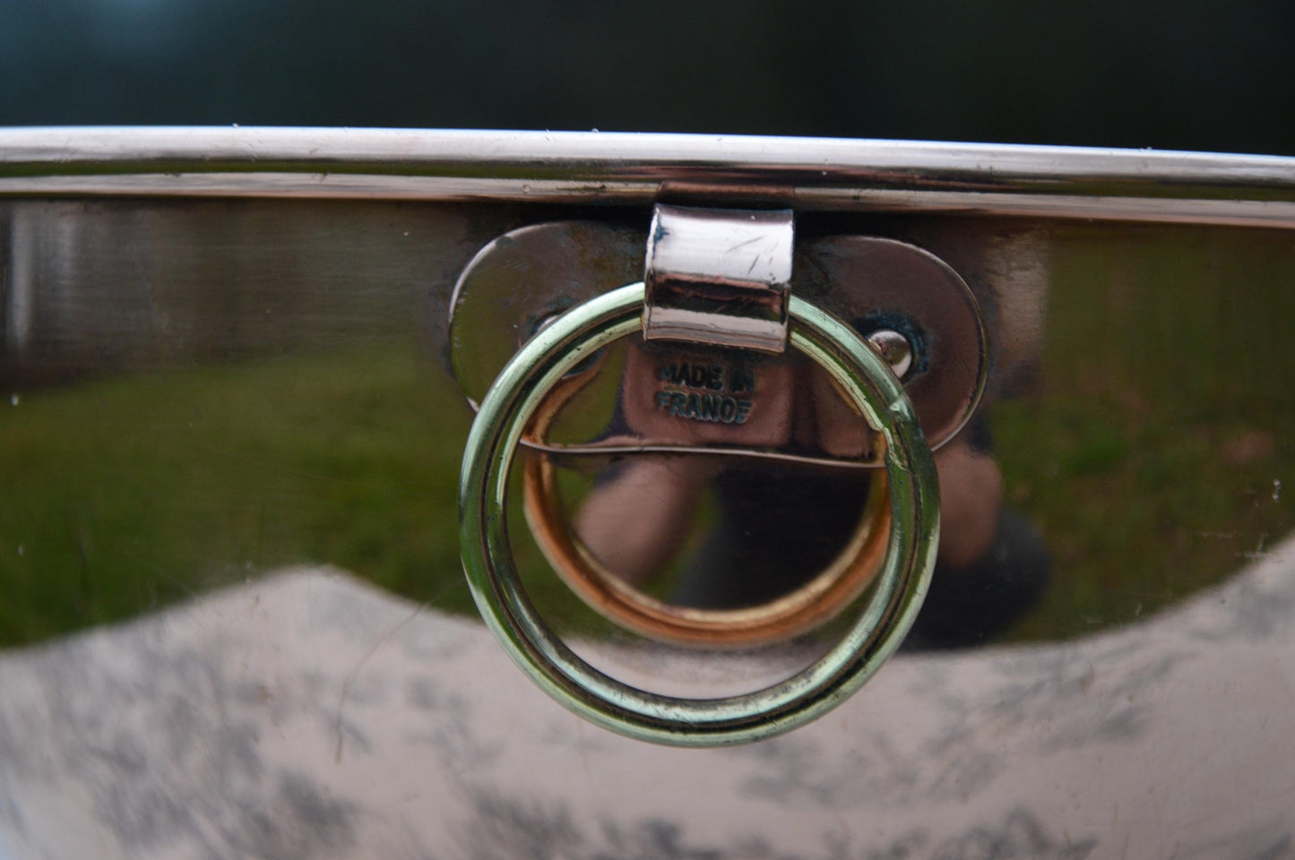 Made in France Vintage French Copper Full Round Mixing Bowl Brass Ring Hanger Stamped 27.5cm 10 3/4in Well Used Copper Bowl Older Style