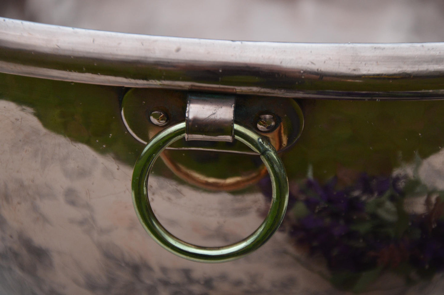 Large Antique French Copper Mixing Bowl: Kitchen Cuisine Decor 15 inch 38cm