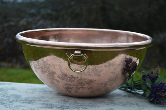 Mixing Bowl Cake Baking Copper Basin 38cm 17" Kitchen Whisking Accessory French Kitchenware Cuisine Beaten Eggs Cooking Gift for Chef